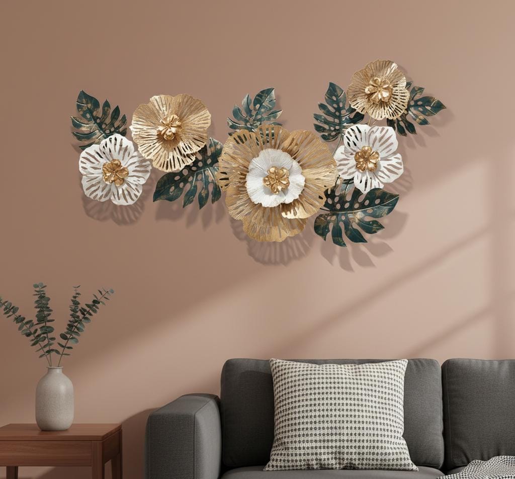 Luxury Floral Duo Metal Wall Decor/Wall Showpiece