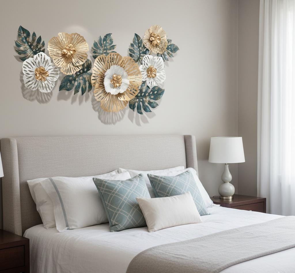 Luxury Floral Duo Metal Wall Decor/Wall Showpiece