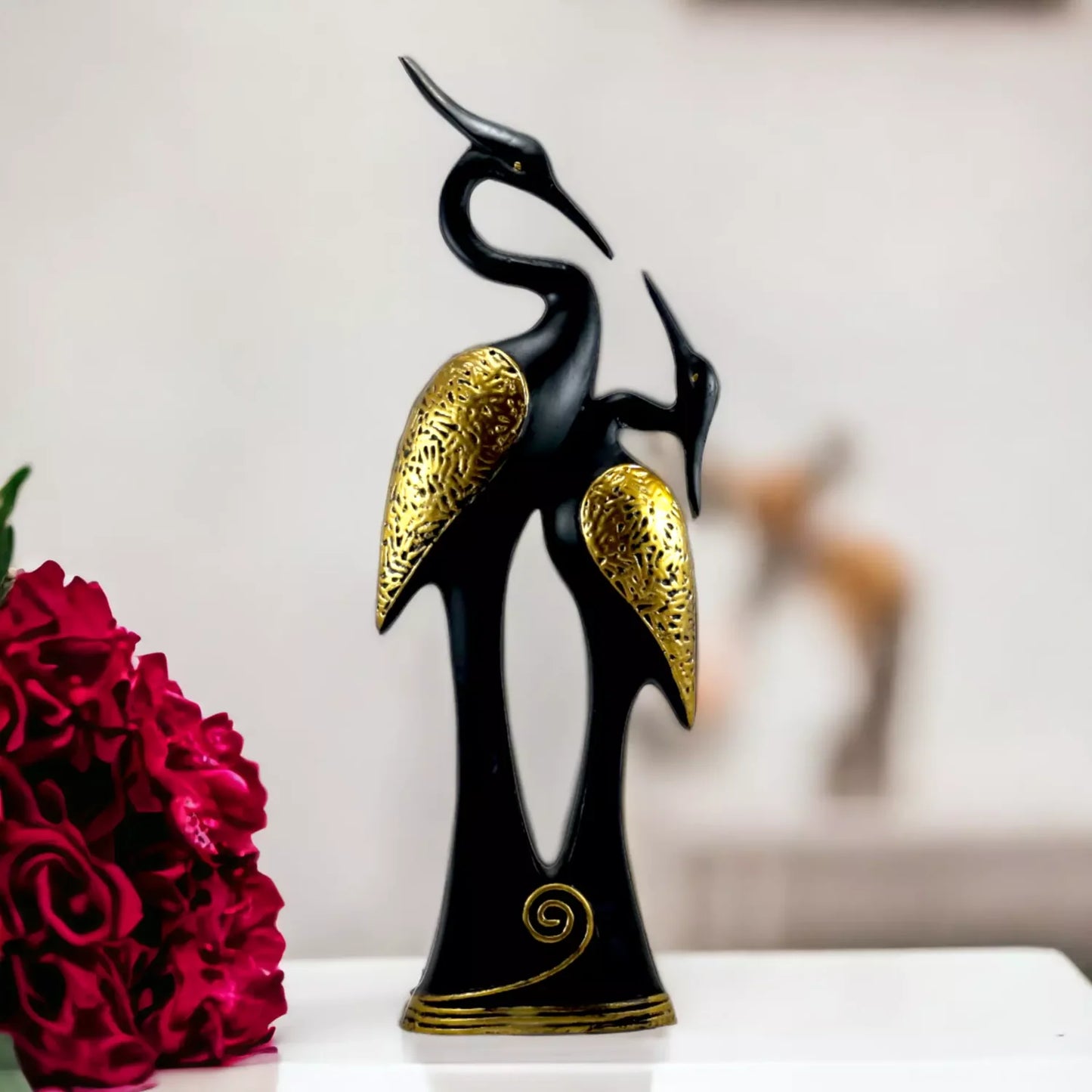 Black Swan Couple Resin Handcrafted Statue
