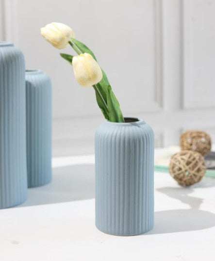 Modern Ceramic Flower Vase for Living Room - Set of 3 (Blue)