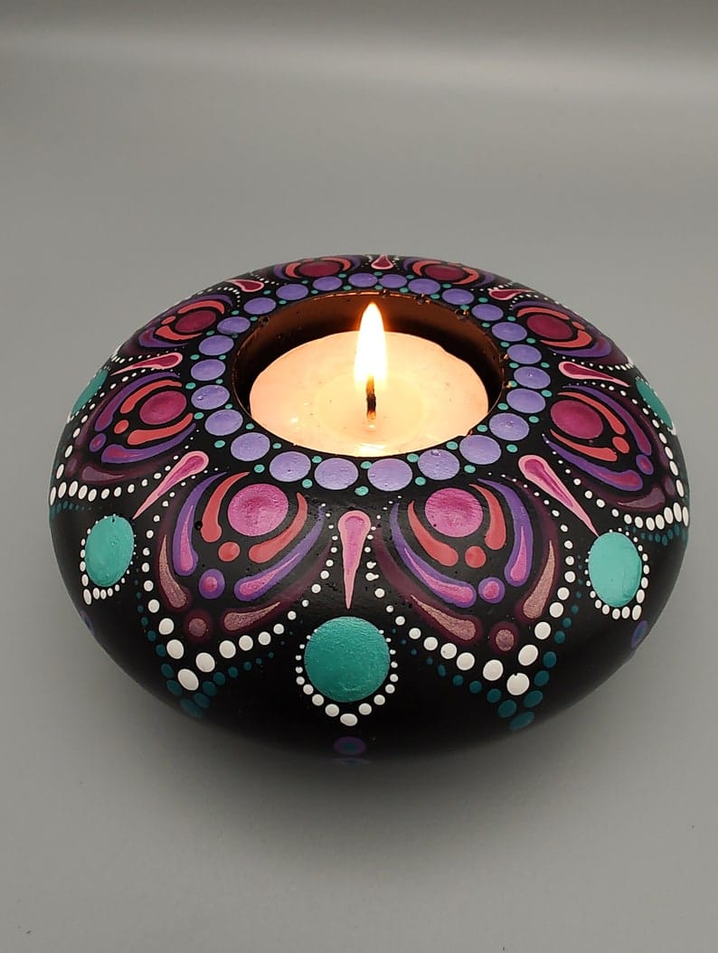 Handcrafted Mandala Art Festive Decor - Tealight Candle Holder & Diya - Multiple Options