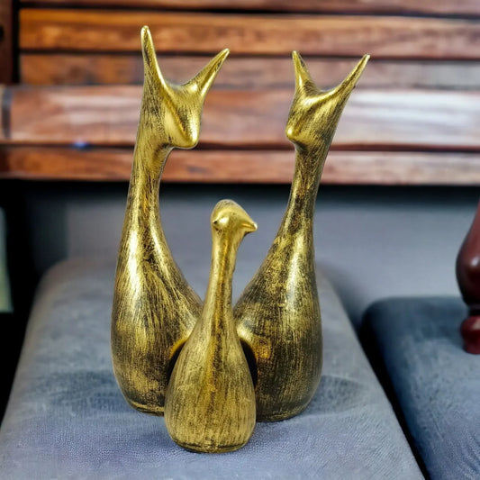 Gold Antique Deer Family Resin Handcrafted Statue
