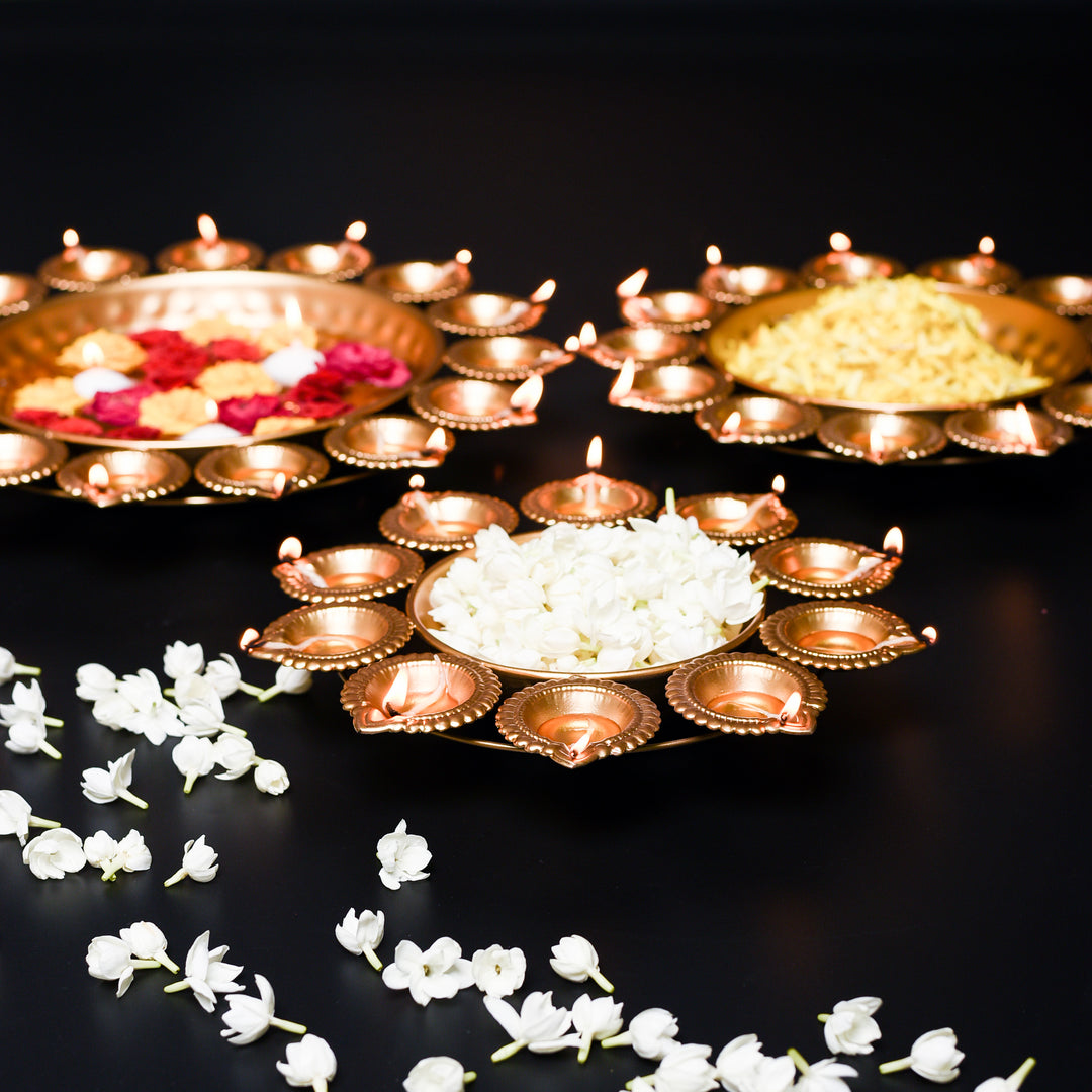Diya Shaped Golden Urli Accents - Multiple Options