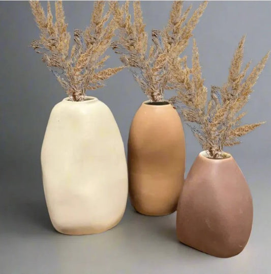 Earthy Ceramic Vases Collection - Set of 3