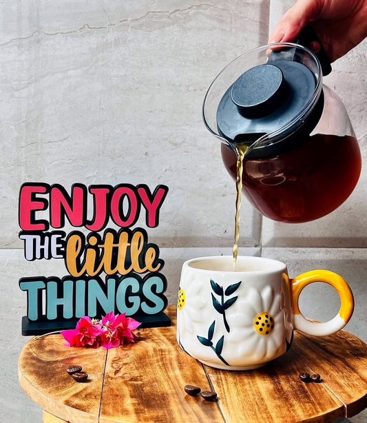 Artful Blooming Daisy Hand Painted Mug - 300 ml
