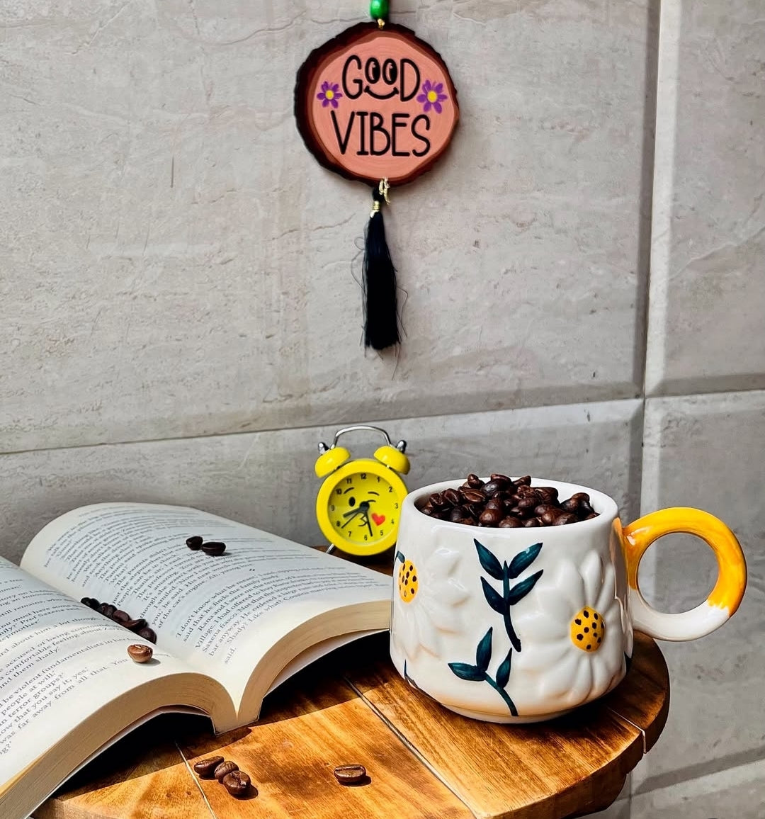 Artful Blooming Daisy Hand Painted Mug - 300 ml