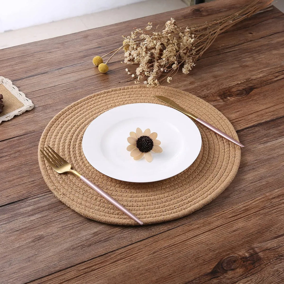 Beige Cotton Braided Placemats