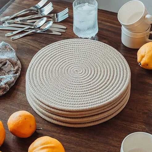 Beige Cotton Braided Placemats