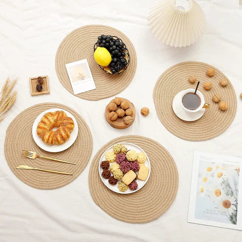 Beige Cotton Braided Placemats