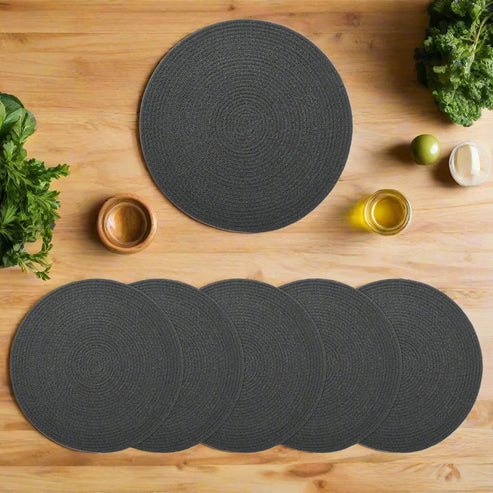 Dark Grey Cotton Braided Placemats