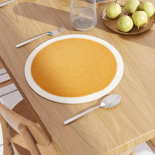 Yellow with White Border Chic Dual-Color Placemats
