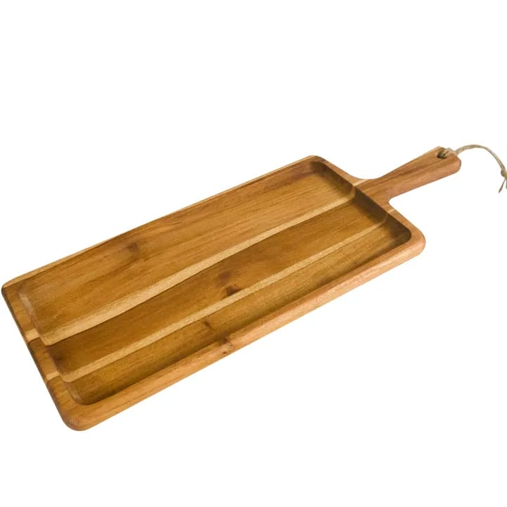 Wooden Serving Platter Teak Wood, Serving Board, Serving Tray with Handle.