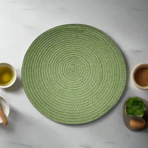 Light Green Cotton Braided Placemats