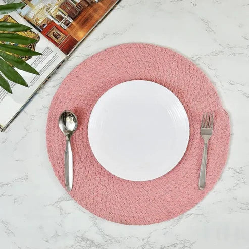 Pink Cotton Braided Placemats