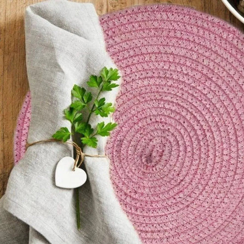 Pink Cotton Braided Placemats
