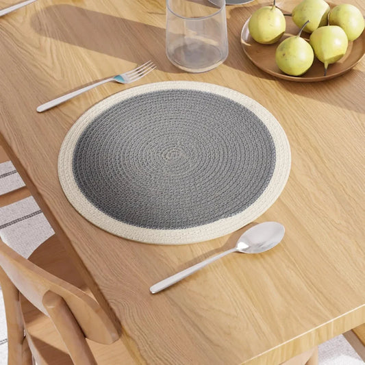 Grey with White Border Chic Dual-Color Placemats