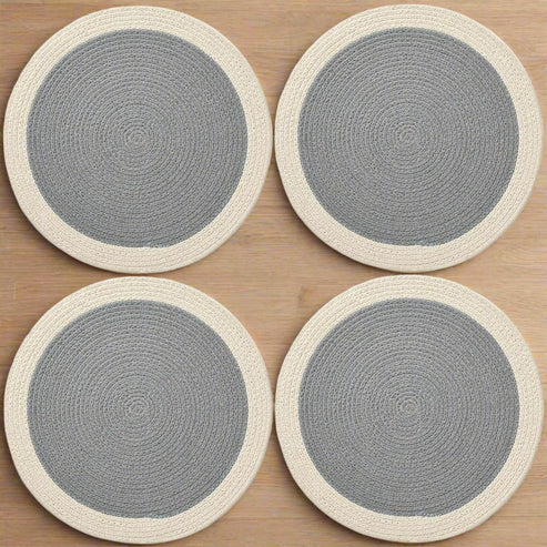 Grey with White Border Chic Dual-Color Placemats