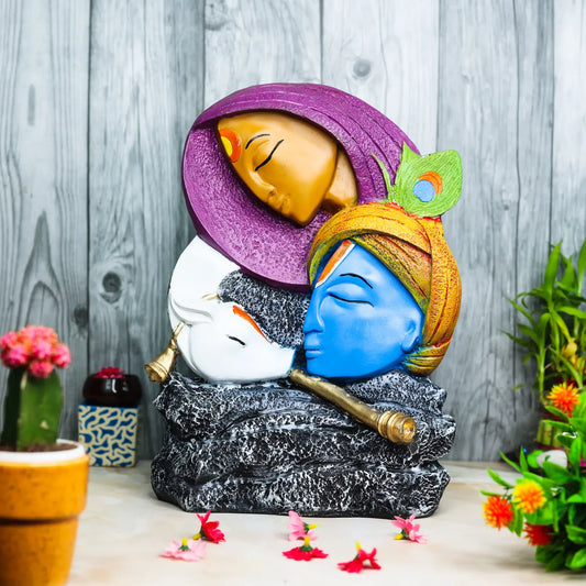Radha Krishna Murti Idol Statue Sculpture - Multicolour