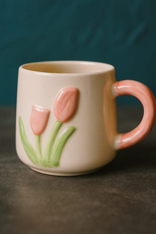 Pink Tulip Flower Mug - 300 ml