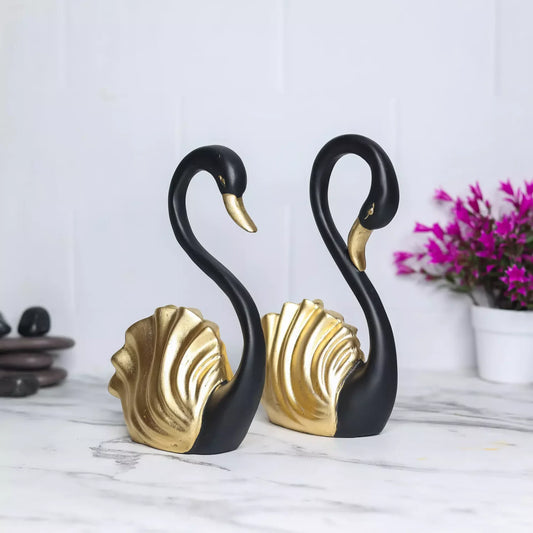 Golden Swan Couple Resin Statue