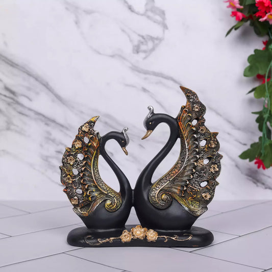 Handcrafted Swan Pair Sculpture