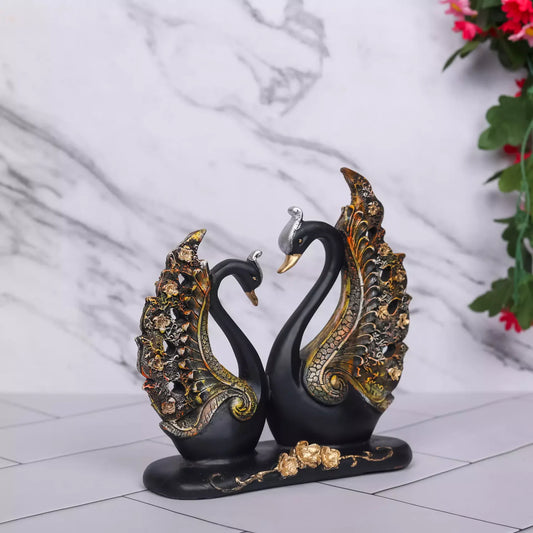 Handcrafted Swan Pair Sculpture