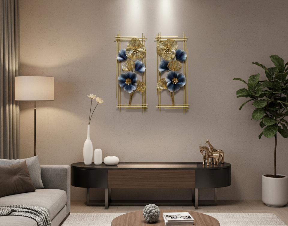 Luxurious Floral Duet Wall Sculpture