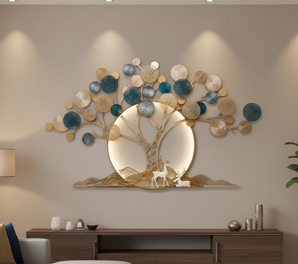 Luminous Tree of Life: Modern Metal Wall Art