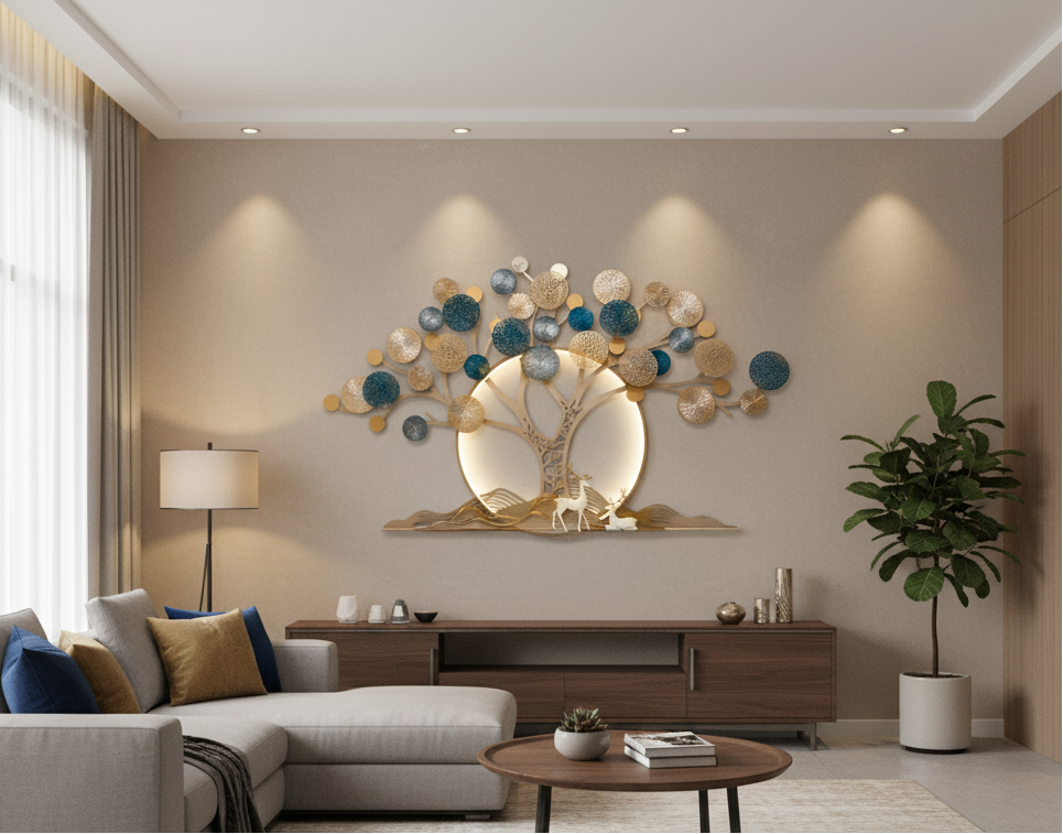 Luminous Tree of Life: Modern Metal Wall Art