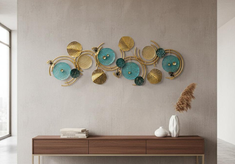 Teal and Gold Botanical Swirl Wall Decor