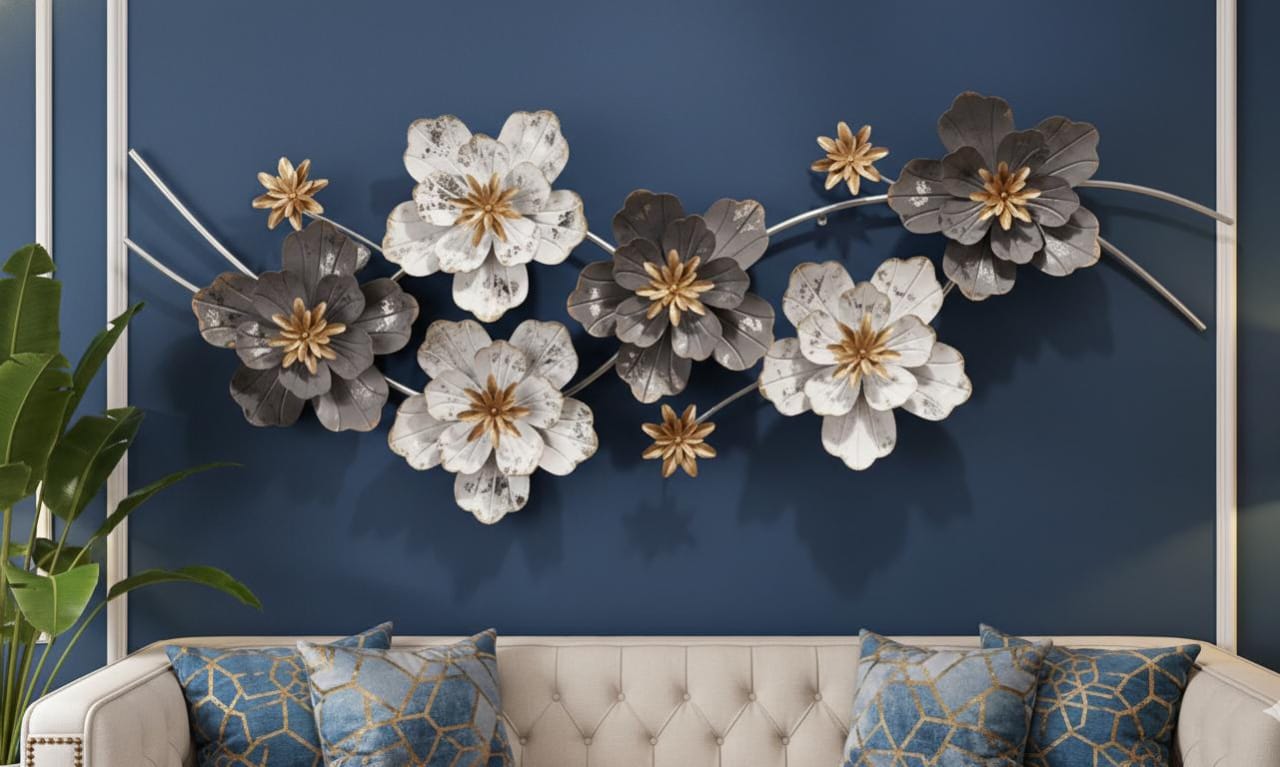 Midnight Bloom Metal Flower Wall Sculpture