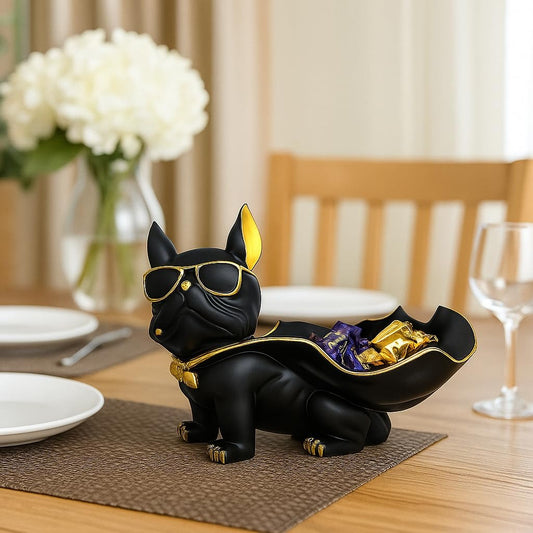 Luxury Bulldog Statue With Accessory Tray