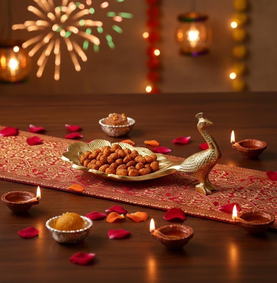 VIRENZA presents Decorative Peacock Tray/Peacock Platter, Gold Plated Serveware -12 Inch