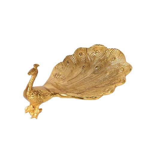 VIRENZA presents Decorative Peacock Tray/Peacock Platter, Gold Plated Serveware -12 Inch