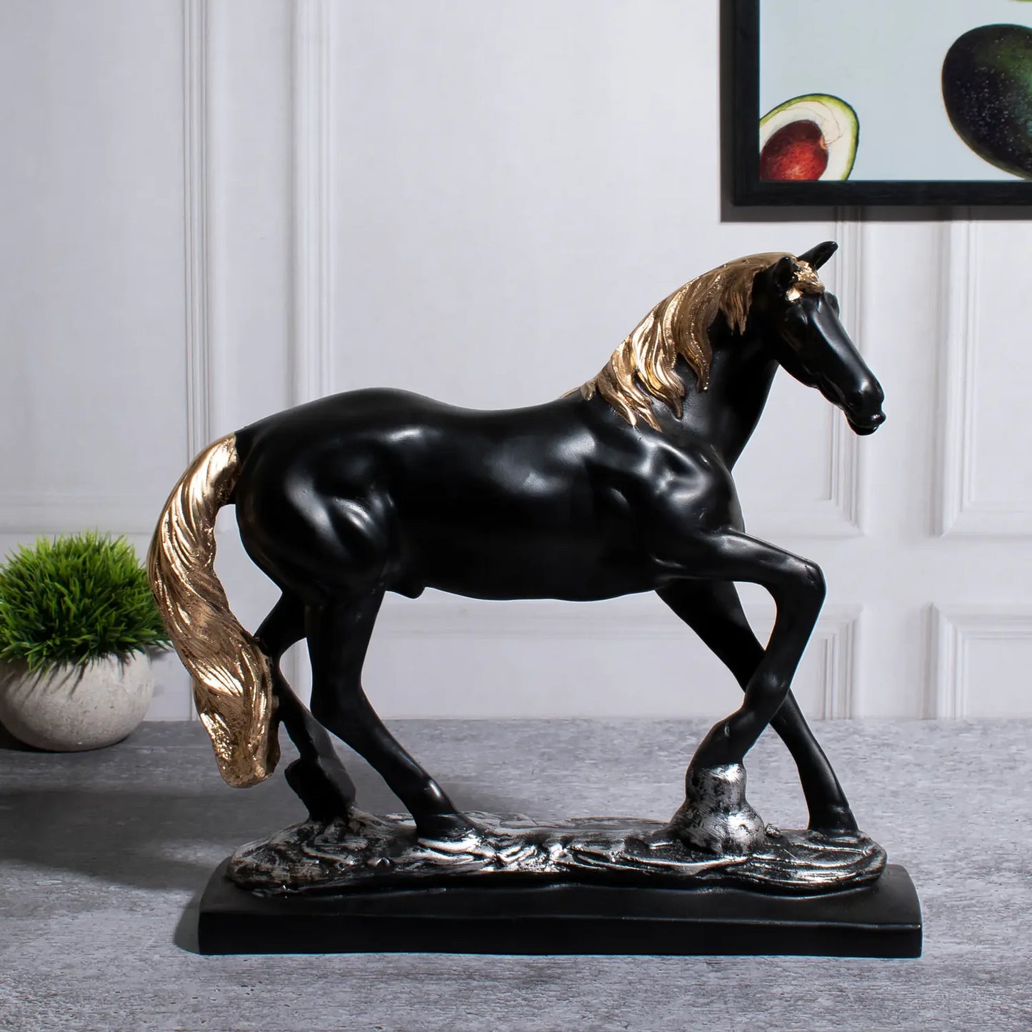 Black running horse Statue