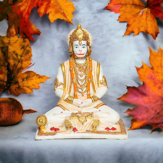 Lord Hanuman sitting statue with gada & reading Book|Kitab Hanuman