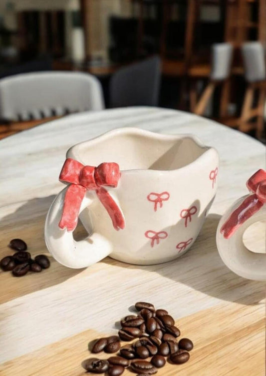 Cute Pinierest 3D Realistic Bow Ceramic Mug- 200 ml