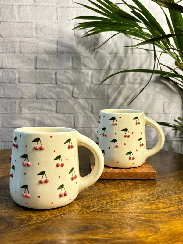 Blooming Cherry Bliss Handcrafted Mug - 250 ml