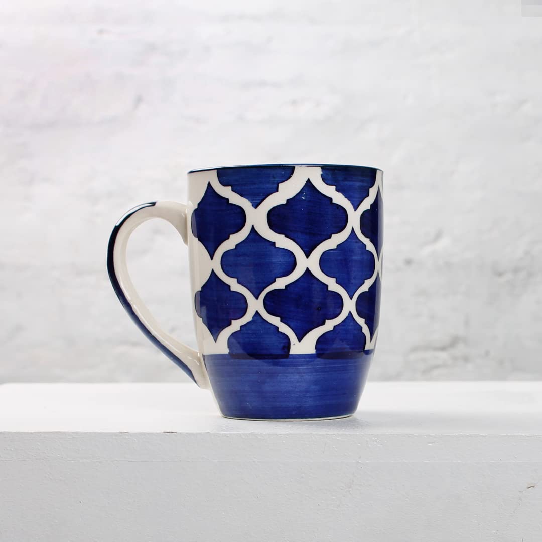 Blue and White Moroccan Coffee Mug Tea Cup - 350 ml