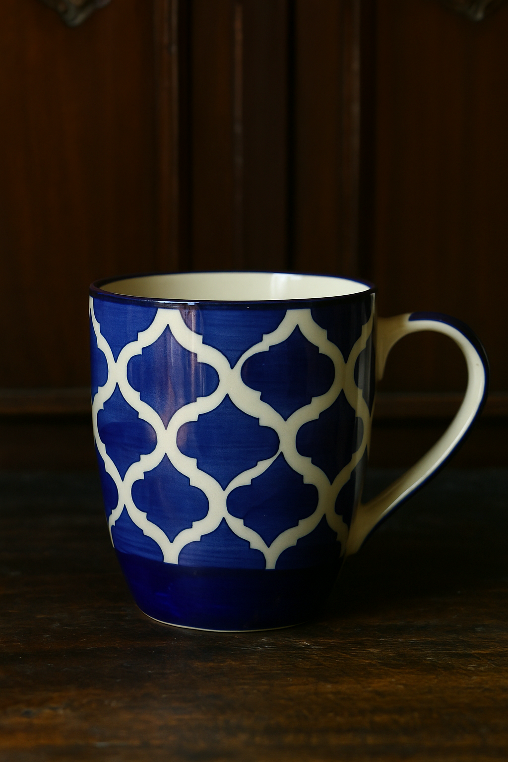 Blue and White Moroccan Coffee Mug Tea Cup - 350 ml