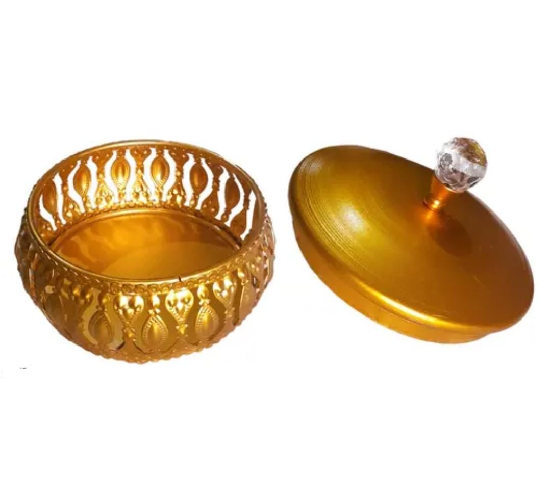 Decorative Gold Box with Crystal Lid
