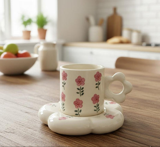 Bloom Floral Bliss Mug with Saucer Set
