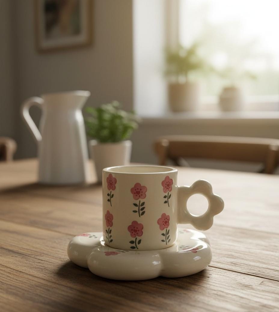 Bloom Floral Bliss Mug with Saucer Set
