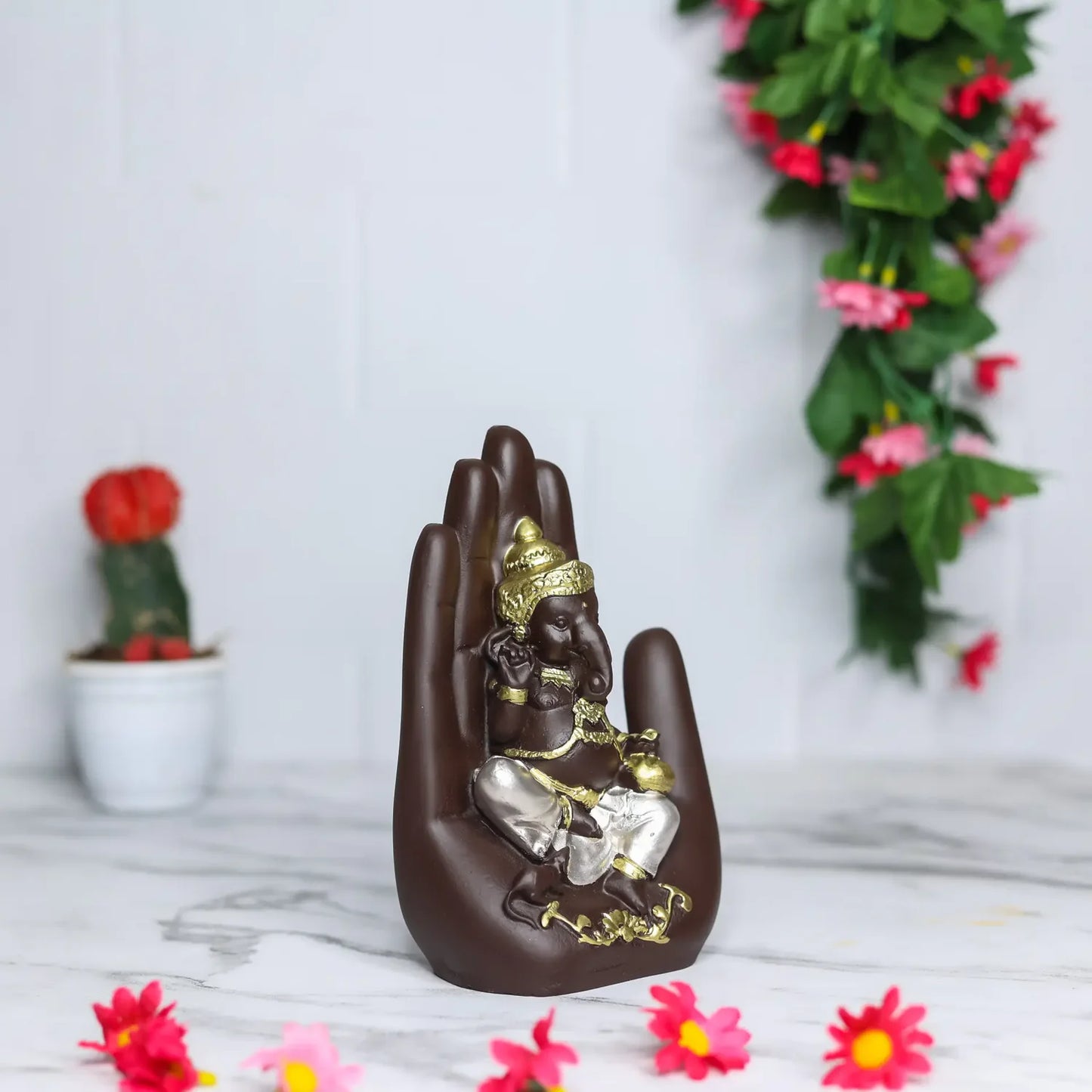 Handcrafted Blessing Palm Ganesha Decorative Showpiece