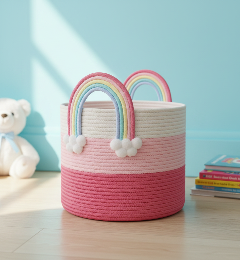 Kids Rainbow Cotton Storage Basket