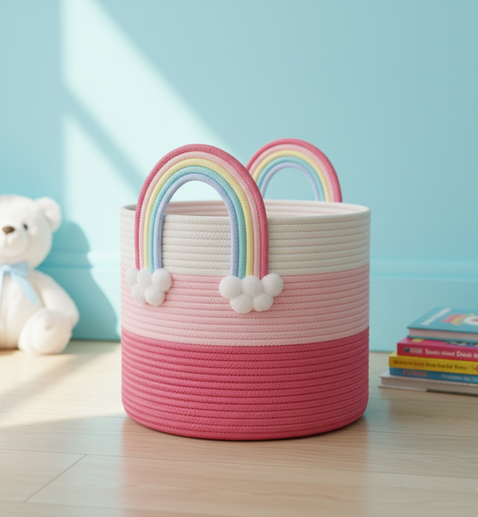 Kids Rainbow Cotton Storage Basket
