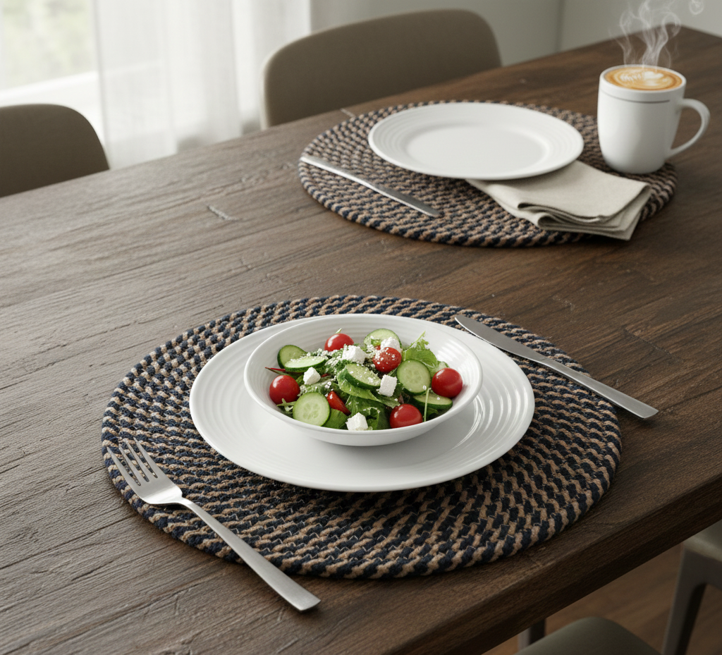 Earthy Textures Two-Tone Braided Placemats - Multiple Colors