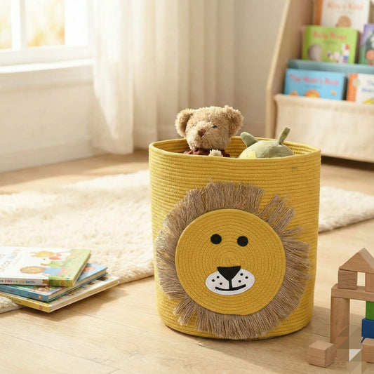 Lion Cotton Kids Storage Basket with Lid