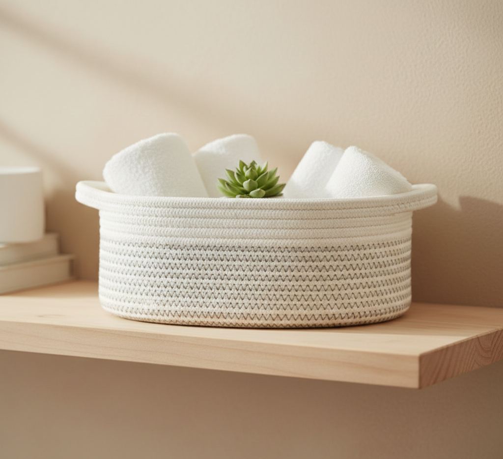 White Cotton Organizer with Black Threading - Multiple Sizes - Customizable