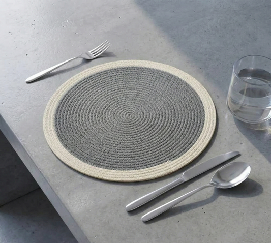 Grey with White Border Dual-Color Placemats